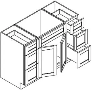 Dove White Shaker FA6021 - EASY REACH CORNER WALL Cabinet - FOLDING DoorS - 60 x 34 .5 x 21