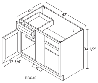 Alpine White Shaker - Alpine White Shaker Blind Corner Cabinet 42' (AS-BBC42) 21st Century Cabinetry