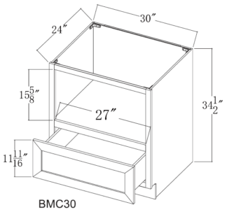 Alpine White Shaker - Alpine White Shaker Base Microwave Cabinet 30' (AS-BMC30) 21st Century Cabinetry