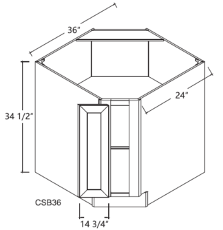 Aspen Corner Sink Base 36' - Aspen Shaker Off-White Cabinetry