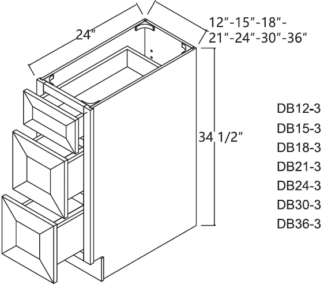 White Stone Drawer Base Cabinet 24'
