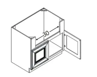 Unfinished Shaker SB36-S - - 36 x 34 .5 x 24