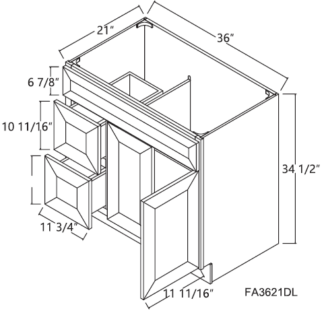 Vanity Sink Base with 2 Drawers Left 36'