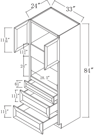 Alpine White Shaker - Alpine White Shaker Oven Cabinet 33' x 84' (AS-OC338424) 21st Century Cabinetry