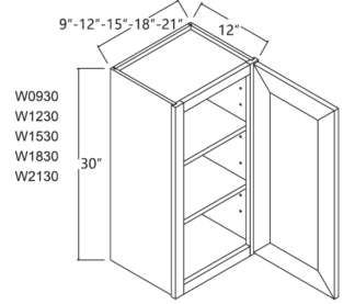 Aspen Wall Cabinet 12' x 30' - Aspen Shaker Off-White Cabinetry