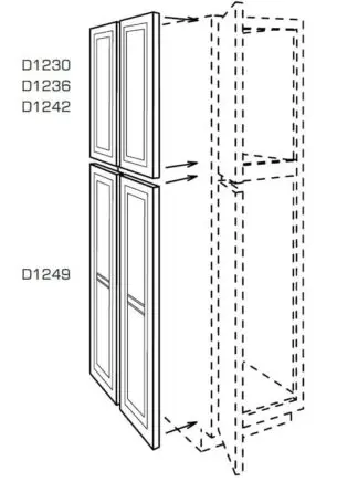 Unfinished Shaker D1249 - DUMMY DoorS-DECORATOR MATCHING DoorS FOR TALL CabinetS - 12 x 49 .25 x .75