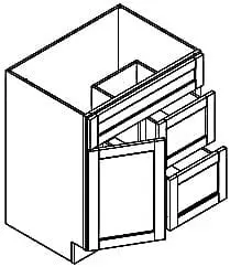 Unfinished Shaker FA3021DL - EASY REACH CORNER WALL Cabinet - FOLDING DoorS - 30 x 34 .5 x 21