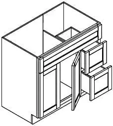 Unfinished Shaker FA3621DL - EASY REACH CORNER WALL Cabinet - FOLDING DoorS - 36 x 34 .5 x 21