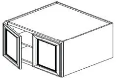 Unfinished Shaker W302424 - EASY REACH CORNER WALL Cabinet - FOLDING DoorS - 30 x 24 x 24