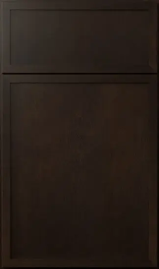 Fabuwood Allure Luna Kona LK dark espresso brown wood stain applied profile molding cabinet door sample
