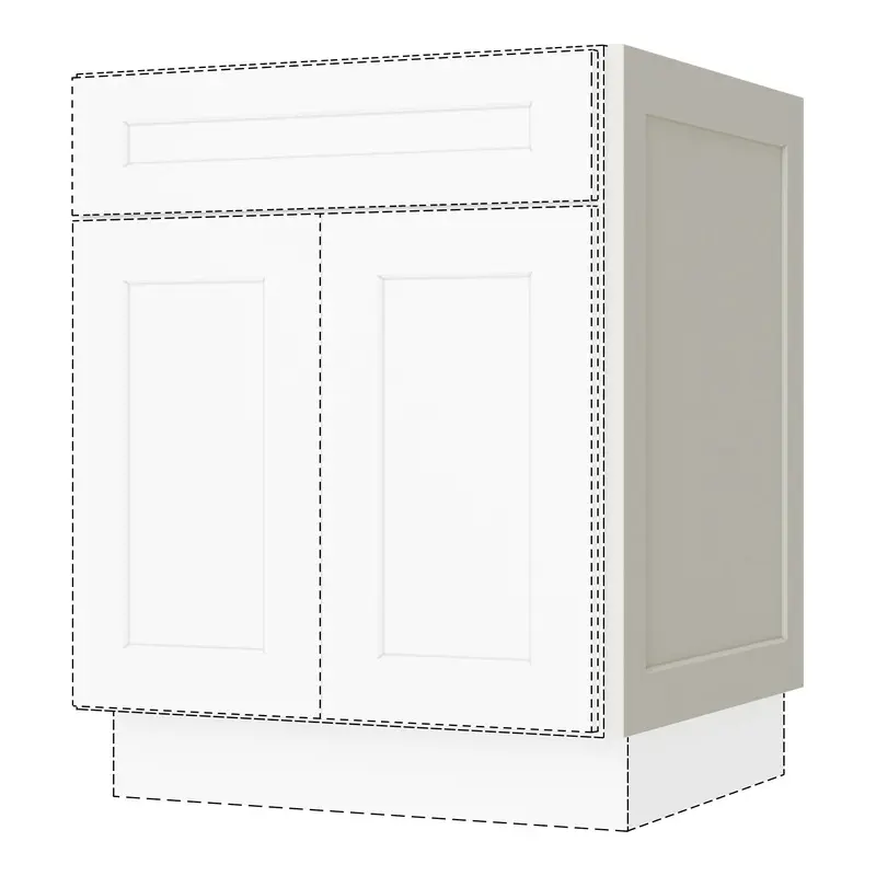 Cream White Shaker Lower Single Door For 24" Wide Pantry