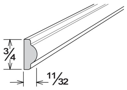 CHARLTON SINGLE BEAD INSERT MOLDING 3/4' X 11/32' X 96'