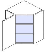 Cashmere High Gloss Wall Diagonal Corner Cabinet 24′ X 30′