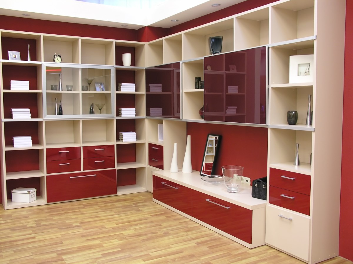Red High Gloss Bookcase
