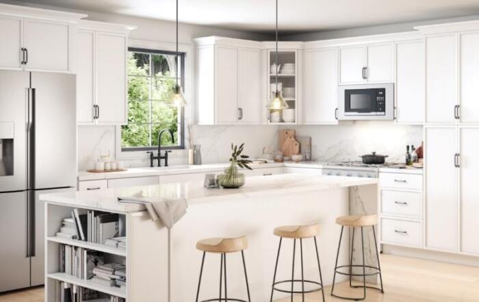 RTA Kitchen Cabinets. Trends 3DL Stratus White Slim Shaker 2 (SLW)