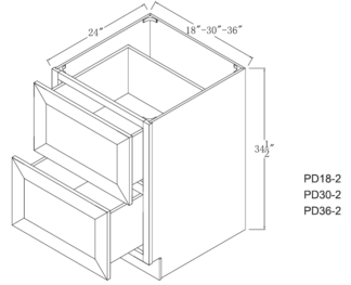 Alpine White Shaker Pot Drawer Cabinet PD18-2_PD36-2