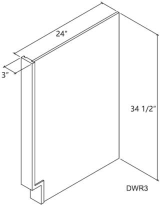 Apline White Shaker Dishwasher Panel 3' x 34 1/2'