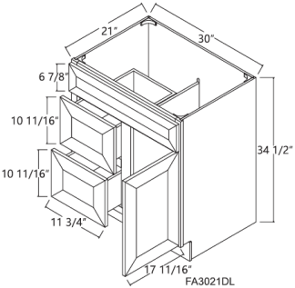 Vanity Sink Base with 2 Drawers Left 30'