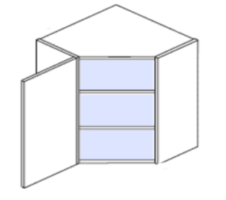 Wall Diagonal Corner Glass Door Cabinet 24' X 36'