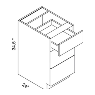 Eurocraft Cabinetry 3-Drawer Base Cabinet (3DB12–3DB36)