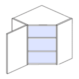 Eurocraft Cabinetry Wall Diagonal Corner Glass Door Cabinet (WDCGDC2430–WDCGDC2442)