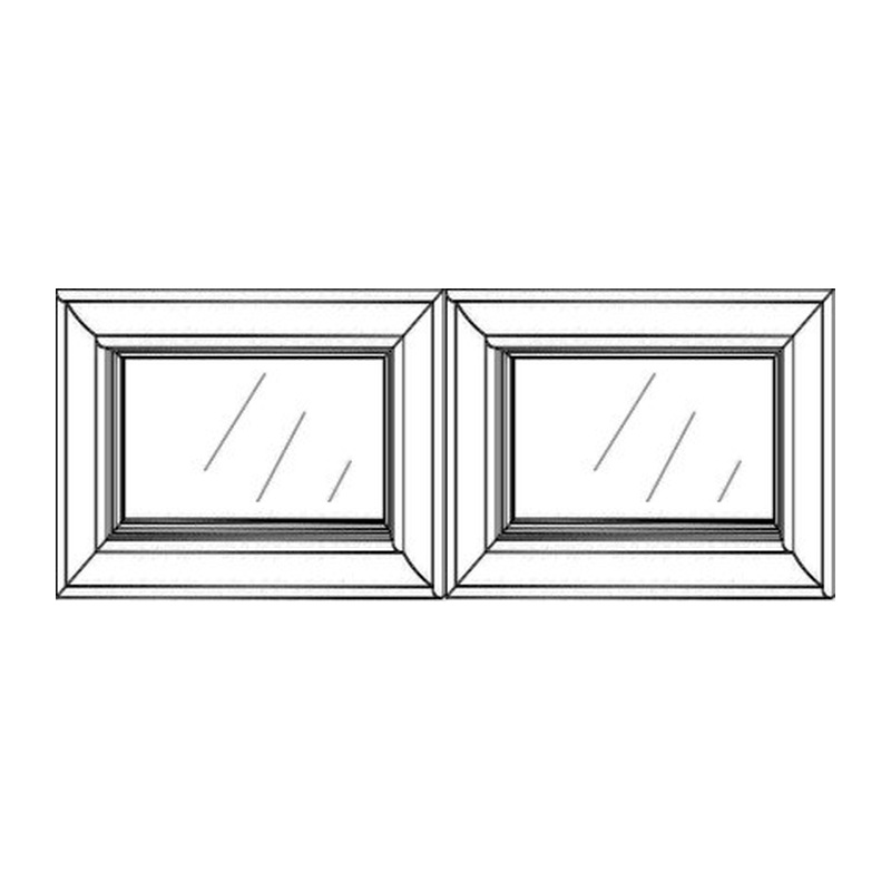 Unfinished Shaker Glass Door 33" X 12" Textured Glass (Pair) Line Art Diagram