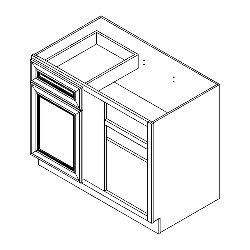 Weston Shaker Base Blind Corner 42" Line Art Diagram