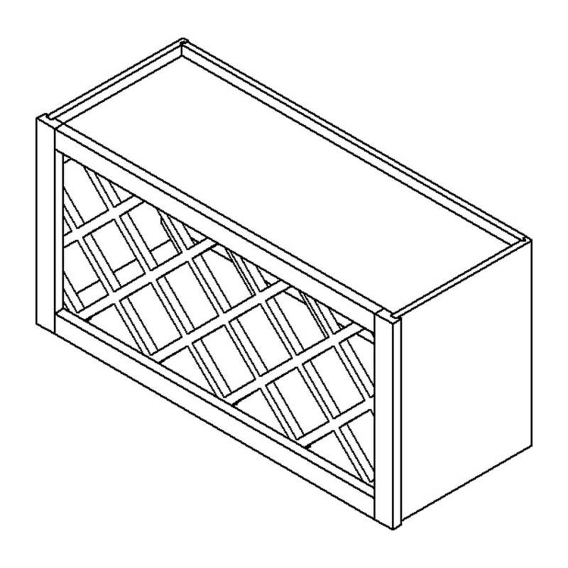 Unfinished Shaker Wine Rack 36" X 15" X 12" Line Art Diagram