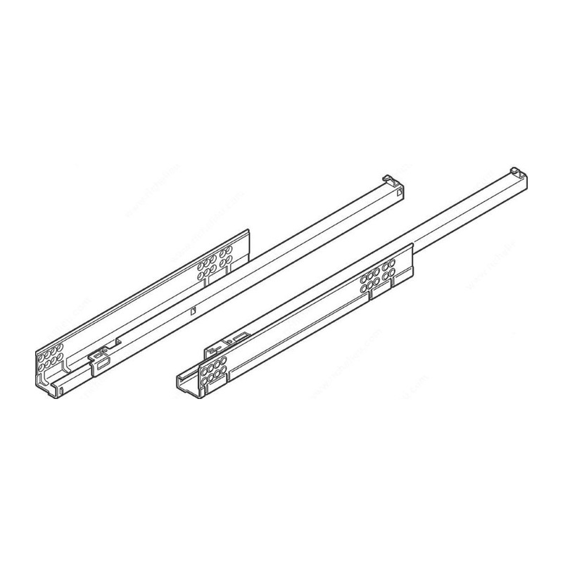 Soft Closing Undermount Glides For 24" Depth Cabinets (Pair) Line Art Diagram
