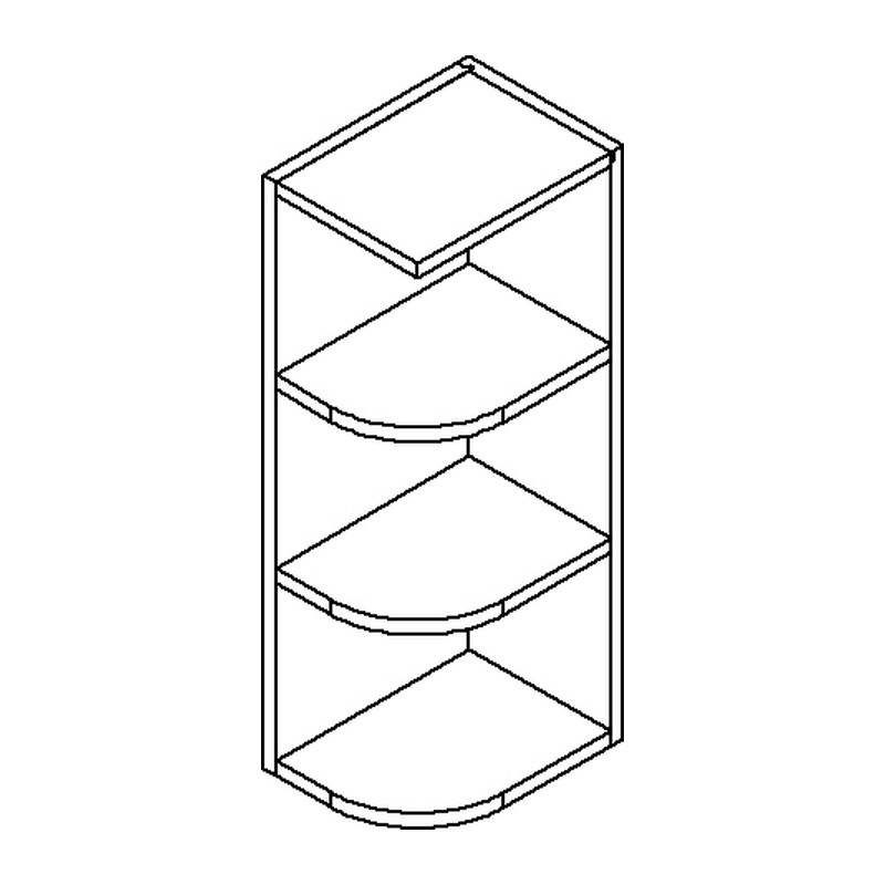 Weston Shaker Wall End Open Shelf 09" X 36" Line Art Diagram